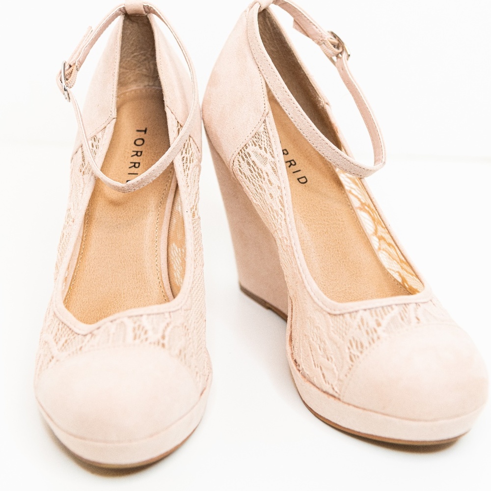 Blush Lace Ankle Strap TORRID Heels- Wide